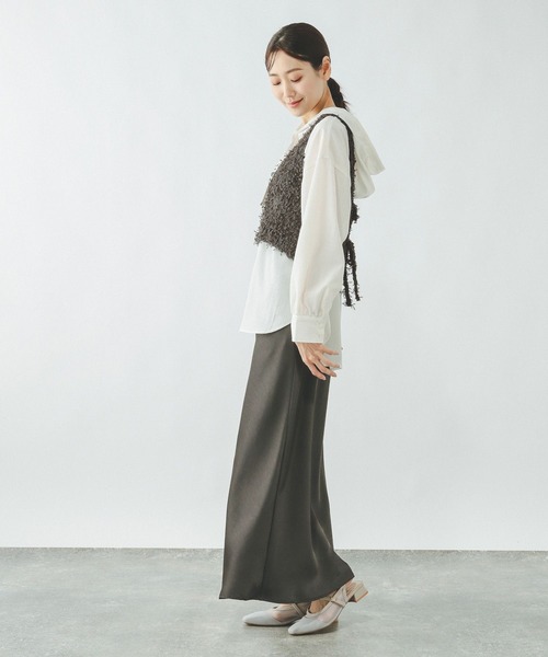 GLOBAL WORK（グローバルワーク）の「2WAYテープヤーンビスチェ/642824（ベスト・レディース・ダークグレー/オフホワイト・LARGE/MEDIUM）」の3枚目の写真