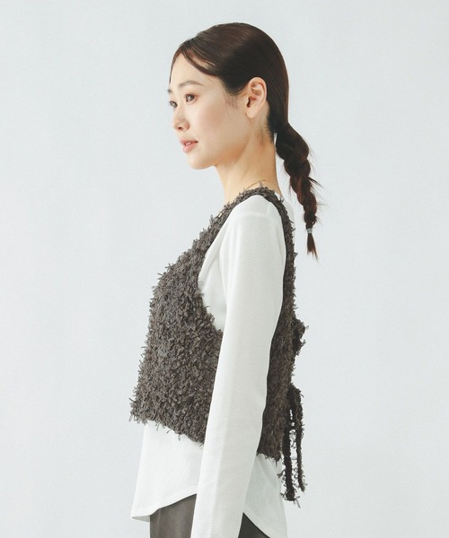 GLOBAL WORK（グローバルワーク）の「2WAYテープヤーンビスチェ/642824（ベスト・レディース・ダークグレー/オフホワイト・LARGE/MEDIUM）」の7枚目の写真