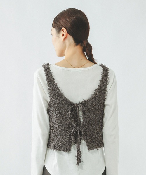 GLOBAL WORK（グローバルワーク）の「2WAYテープヤーンビスチェ/642824（ベスト・レディース・ダークグレー/オフホワイト・LARGE/MEDIUM）」の8枚目の写真