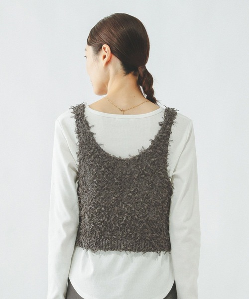 GLOBAL WORK（グローバルワーク）の「2WAYテープヤーンビスチェ/642824（ベスト・レディース・ダークグレー/オフホワイト・LARGE/MEDIUM）」の10枚目の写真