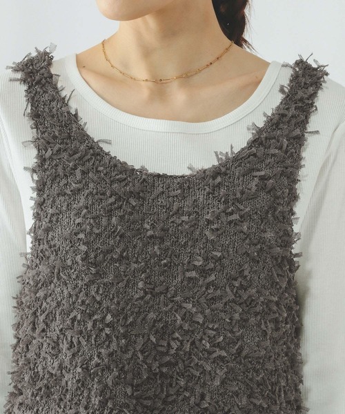 GLOBAL WORK（グローバルワーク）の「2WAYテープヤーンビスチェ/642824（ベスト・レディース・ダークグレー/オフホワイト・LARGE/MEDIUM）」の11枚目の写真