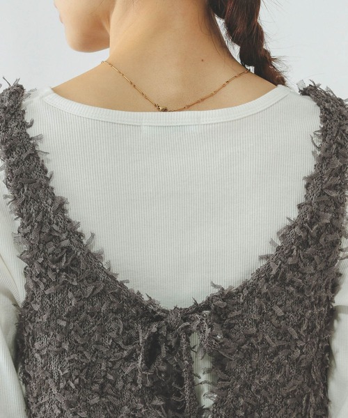 GLOBAL WORK（グローバルワーク）の「2WAYテープヤーンビスチェ/642824（ベスト・レディース・ダークグレー/オフホワイト・LARGE/MEDIUM）」の12枚目の写真