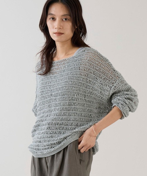 marmors（マルモア）の「【marmors】ハシゴ編みニットプルオーバー（ニット/セーター・レディース・アイボリー/ブルーグレー/ブラック・36）」の3枚目の写真