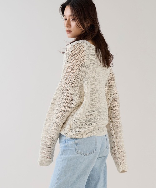 marmors（マルモア）の「【marmors】ハシゴ編みニットプルオーバー（ニット/セーター・レディース・アイボリー/ブルーグレー/ブラック・36）」の6枚目の写真