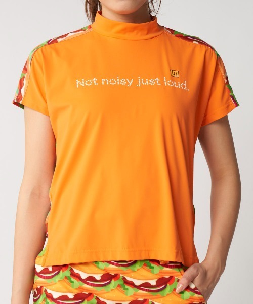 Loudmouth(ラウドマウス)の「LOUDMOUTH/ラウドマウス ゴルフウェア 吸汗速乾 UV 接触冷感 ストレッチ 柄 無地モックネックシャツ(シャツ/ブラウス・レディース・オレンジ/ライトイエロー/ブラック/ホワイト・S/LL/M/L)」の4枚目の写真