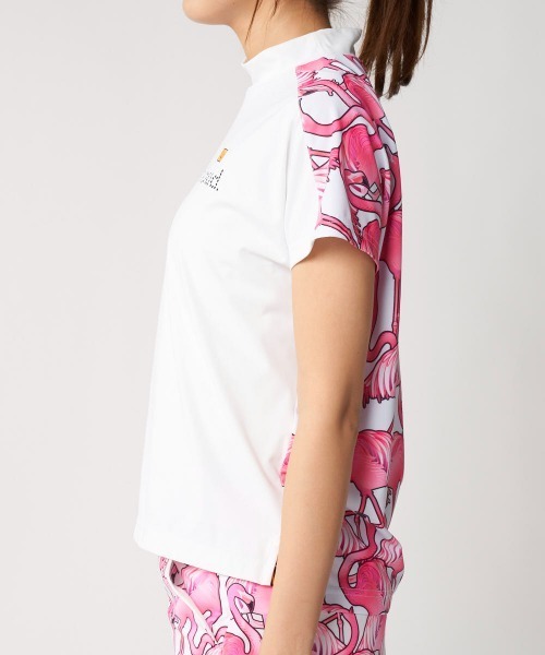 Loudmouth(ラウドマウス)の「LOUDMOUTH/ラウドマウス ゴルフウェア 吸汗速乾 UV 接触冷感 ストレッチ 柄 無地モックネックシャツ(シャツ/ブラウス・レディース・オレンジ/ライトイエロー/ブラック/ホワイト・S/LL/M/L)」の5枚目の写真