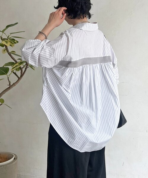 un dix cors（アンディコール）の「バックライン切替シャツ（シャツ/ブラウス・レディース・サックスブルー/ホワイト/ネイビー/オフホワイト・FREE）」の11枚目の写真