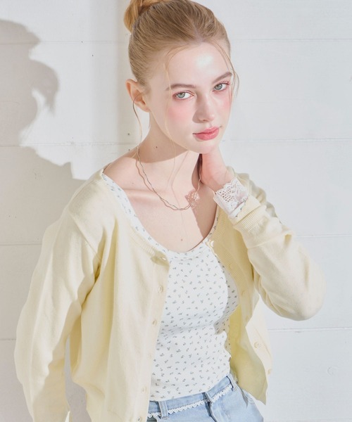 Heather(ヘザー)の「カップ付きレースカットソー 661899(Tシャツ/カットソー・レディース・オフホワイト/ホワイト系その他/グレー・S/M)」の2枚目の写真