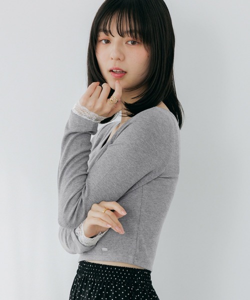Heather(ヘザー)の「カップ付きレースカットソー 661899(Tシャツ/カットソー・レディース・オフホワイト/ホワイト系その他/グレー・S/M)」の7枚目の写真