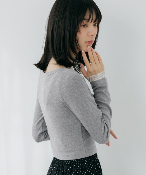 Heather(ヘザー)の「カップ付きレースカットソー 661899(Tシャツ/カットソー・レディース・オフホワイト/ホワイト系その他/グレー・S/M)」の8枚目の写真