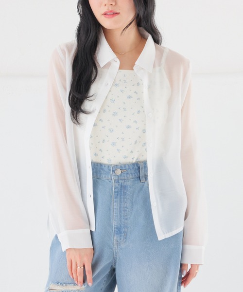 Honeys(ハニーズ)の「脇ドロストシアーシャツ(シャツ/ブラウス・レディース・ミント/ピンク/ホワイト/ブラック・L/M/S/SS)」の7枚目の写真