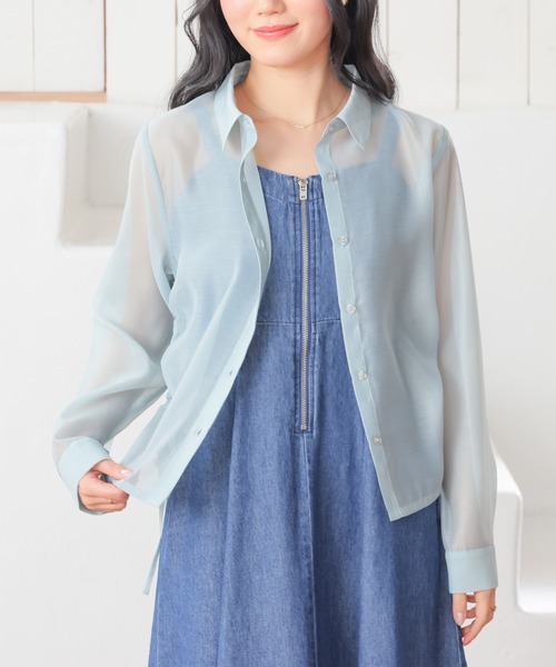 Honeys(ハニーズ)の「脇ドロストシアーシャツ(シャツ/ブラウス・レディース・ミント/ピンク/ホワイト/ブラック・L/M/S/SS)」の18枚目の写真