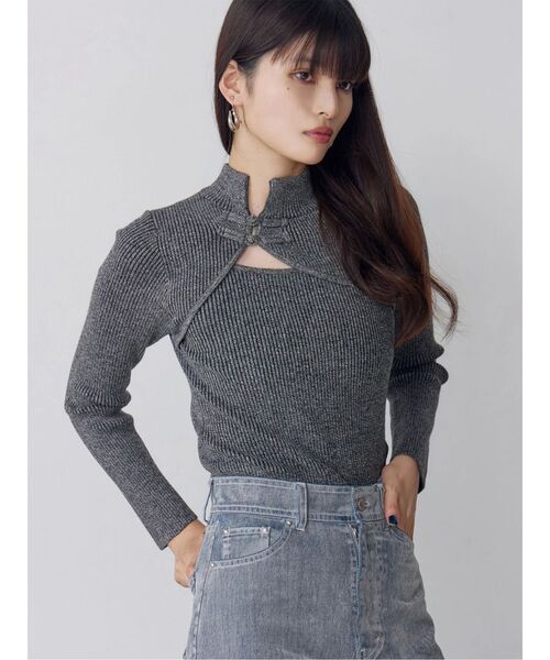 MURUA（ムルーア）の「チャイナタイトニット（ニット/セーター・レディース・ブラック/ブルー/グレー・FREE）」の2枚目の写真