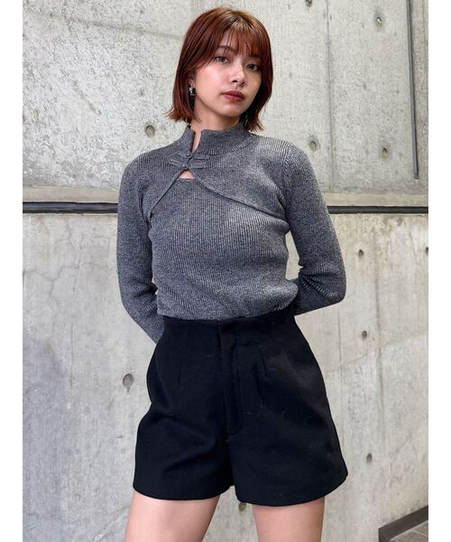 MURUA（ムルーア）の「チャイナタイトニット（ニット/セーター・レディース・ブラック/ブルー/グレー・FREE）」の6枚目の写真