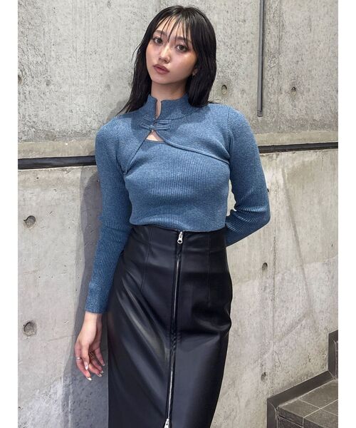 MURUA（ムルーア）の「チャイナタイトニット（ニット/セーター・レディース・ブラック/ブルー/グレー・FREE）」の8枚目の写真