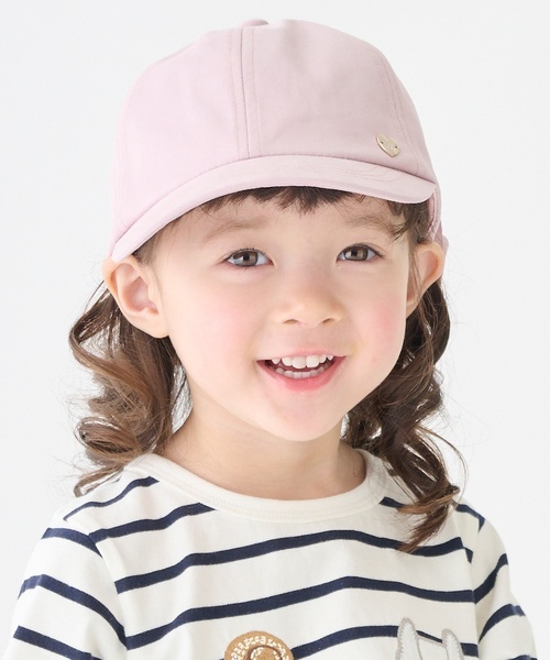 petit main（プティマイン）の「【UV加工】日よけリボンキャップ（キャップ・キッズ・オフホワイト/ライトピンク/ブルー/ベージュ・50cm/54cm/52cm）」の4枚目の写真