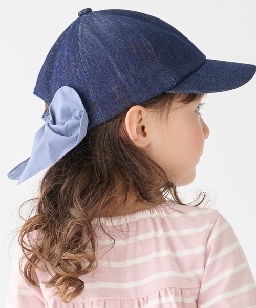 petit main（プティマイン）の「【UV加工】日よけリボンキャップ（キャップ・キッズ・オフホワイト/ライトピンク/ブルー/ベージュ・50cm/54cm/52cm）」の7枚目の写真