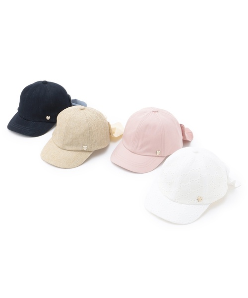 petit main（プティマイン）の「【UV加工】日よけリボンキャップ（キャップ・キッズ・オフホワイト/ライトピンク/ブルー/ベージュ・50cm/54cm/52cm）」の19枚目の写真