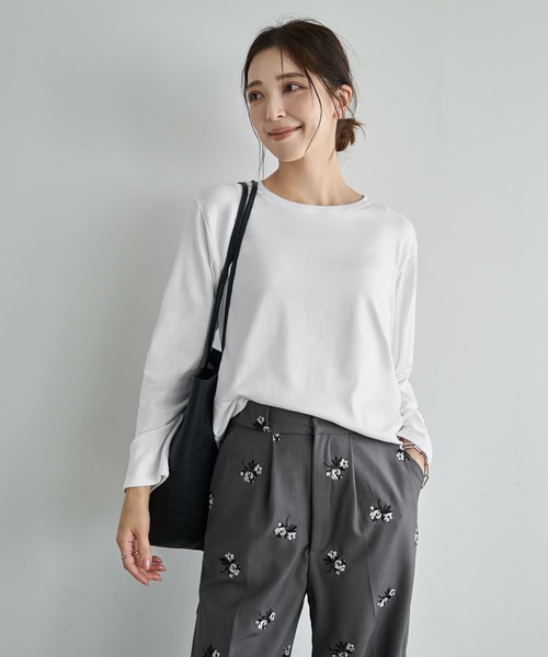 STYLE DELI(スタイルデリ)の「なんかカワイイ長袖シンプルTシャツ(Tシャツ/カットソー・レディース・ダークブルー/クリーム/ホワイト・FREE)」の1枚目の写真