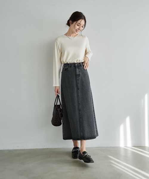 STYLE DELI(スタイルデリ)の「なんかカワイイ長袖シンプルTシャツ(Tシャツ/カットソー・レディース・ダークブルー/クリーム/ホワイト・FREE)」の12枚目の写真