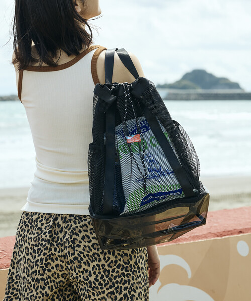 FREAK'S STORE(フリークスストア)の「【Beach & Festival】 2WAY メッシュクリアバッグ/ナップサック(バックパック/リュック・レディース・レオパード/ナチュラル/ブラック/ラベンダー・ONE SIZE)」の10枚目の写真