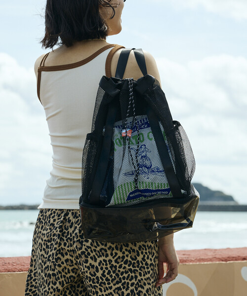 FREAK'S STORE(フリークスストア)の「【Beach & Festival】 2WAY メッシュクリアバッグ/ナップサック(バックパック/リュック・レディース・レオパード/ナチュラル/ブラック/ラベンダー・ONE SIZE)」の13枚目の写真