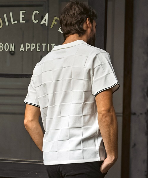 1PIU1UGUALE3  RELAX （ウノピゥウノウグァーレトレ リラックス）の「1PIU1UGUALE3 RELAX(ウノピゥウノウグァーレトレ リラックス)ブロックニット 半袖ポロシャツ（ポロシャツ・メンズ・ホワイト/サックスブルー/ブラック・XL/L/M/S）」の6枚目の写真