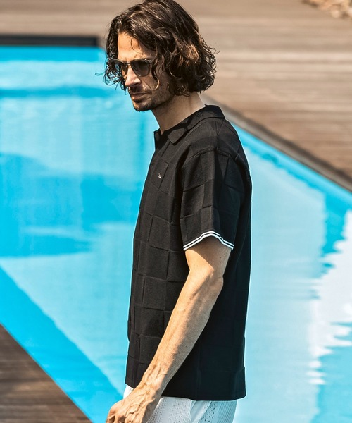 1PIU1UGUALE3  RELAX （ウノピゥウノウグァーレトレ リラックス）の「1PIU1UGUALE3 RELAX(ウノピゥウノウグァーレトレ リラックス)ブロックニット 半袖ポロシャツ（ポロシャツ・メンズ・ホワイト/サックスブルー/ブラック・XL/L/M/S）」の12枚目の写真