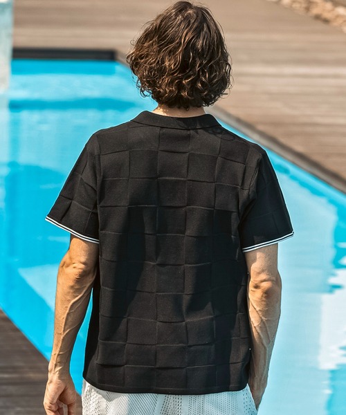 1PIU1UGUALE3  RELAX （ウノピゥウノウグァーレトレ リラックス）の「1PIU1UGUALE3 RELAX(ウノピゥウノウグァーレトレ リラックス)ブロックニット 半袖ポロシャツ（ポロシャツ・メンズ・ホワイト/サックスブルー/ブラック・XL/L/M/S）」の13枚目の写真