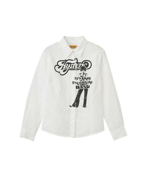 HYSTERIC GLAMOUR(ヒステリックグラマー)の「I’M WITH THE BAND コンパクトシャツ(シャツ/ブラウス・レディース・ブラック/ホワイト・MEDIUM/SMALL)」の1枚目の写真