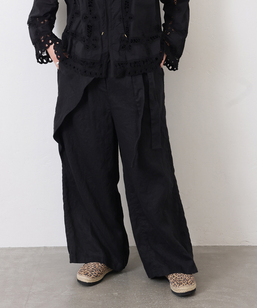 JOURNAL STANDARD LUXE（ジャーナルスタンダード　ラックス）の「フレンチリネンツイル ラップパンツ（その他パンツ・レディース・ベージュ/ブラック・FREE）」の4枚目の写真