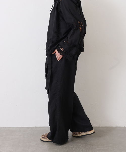 JOURNAL STANDARD LUXE（ジャーナルスタンダード　ラックス）の「フレンチリネンツイル ラップパンツ（その他パンツ・レディース・ベージュ/ブラック・FREE）」の5枚目の写真