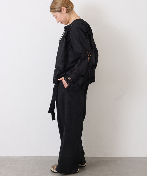 JOURNAL STANDARD LUXE（ジャーナルスタンダード　ラックス）の「フレンチリネンツイル ラップパンツ（その他パンツ・レディース・ベージュ/ブラック・FREE）」の6枚目の写真