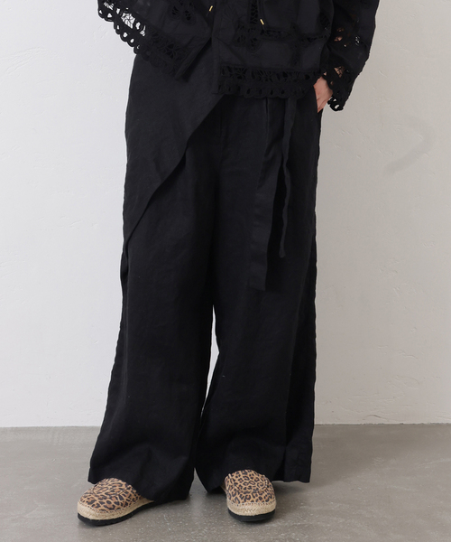 JOURNAL STANDARD LUXE（ジャーナルスタンダード　ラックス）の「フレンチリネンツイル ラップパンツ（その他パンツ・レディース・ベージュ/ブラック・FREE）」の7枚目の写真