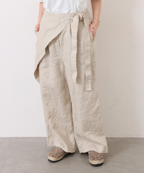 JOURNAL STANDARD LUXE（ジャーナルスタンダード　ラックス）の「フレンチリネンツイル ラップパンツ（その他パンツ・レディース・ベージュ/ブラック・FREE）」の13枚目の写真