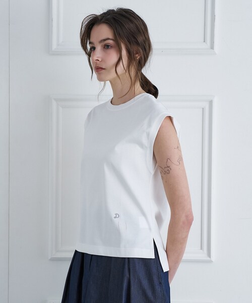 DRESSTERIOR（ドレステリア）の「【接触冷感／抗菌防臭／消臭】アイスクリアコットンフレンチスリーブT（Tシャツ/カットソー・レディース・ブラウン系その他/ブラック/ライトイエロー系/ベージュ/ダークグレー/ホワイト・38/36/34）」の10枚目の写真