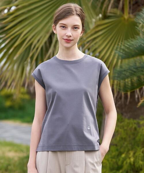 DRESSTERIOR（ドレステリア）の「【接触冷感／抗菌防臭／消臭】アイスクリアコットンフレンチスリーブT（Tシャツ/カットソー・レディース・ブラウン系その他/ブラック/ライトイエロー系/ベージュ/ダークグレー/ホワイト・38/36/34）」の12枚目の写真