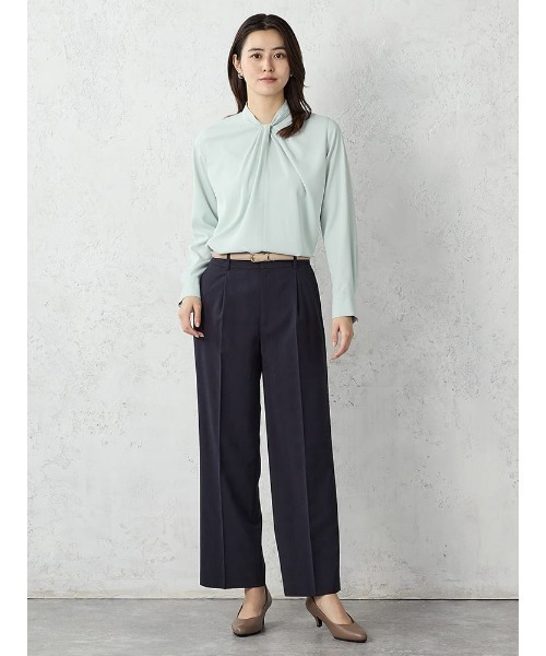 Perfect Suit FActory(パーフェクトスーツファクトリー)の「タックボウタイブラウス オフホワイト/グリーン/ネイビー(Tシャツ/カットソー・レディース・ライトグリーン/ネイビー/オフホワイト・M/S/L)」の16枚目の写真