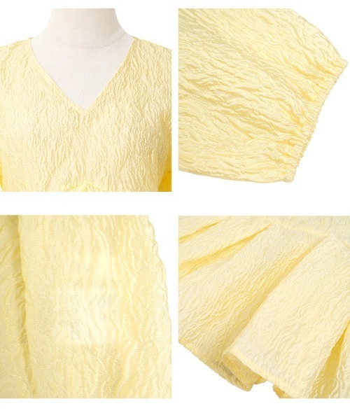 KOBE LETTUCE（コウベレタス）の「シアージャガードVネックペプラムブラウス（シャツ/ブラウス・レディース・ブラック/ピンク/イエロー/アイボリー・M）」の6枚目の写真