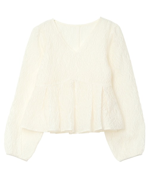 KOBE LETTUCE（コウベレタス）の「シアージャガードVネックペプラムブラウス（シャツ/ブラウス・レディース・ブラック/ピンク/イエロー/アイボリー・M）」の5枚目の写真