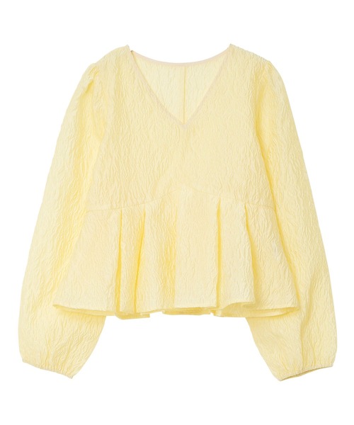 KOBE LETTUCE（コウベレタス）の「シアージャガードVネックペプラムブラウス（シャツ/ブラウス・レディース・ブラック/ピンク/イエロー/アイボリー・M）」の15枚目の写真