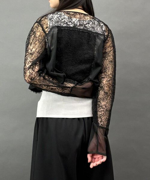 NICOLE white（ニコルホワイト）の「レースｘフリンジブラウス（シャツ/ブラウス・レディース・ブラック・FREE）」の2枚目の写真