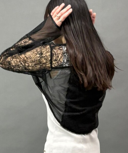 NICOLE white（ニコルホワイト）の「レースｘフリンジブラウス（シャツ/ブラウス・レディース・ブラック・FREE）」の4枚目の写真