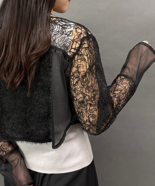 NICOLE white（ニコルホワイト）の「レースｘフリンジブラウス（シャツ/ブラウス・レディース・ブラック・FREE）」の7枚目の写真