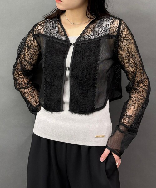 NICOLE white（ニコルホワイト）の「レースｘフリンジブラウス（シャツ/ブラウス・レディース・ブラック・FREE）」の14枚目の写真