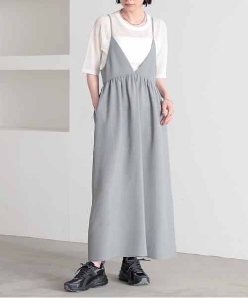 for/c(フォーシー)の「チドリキャミワンピース【サスティナブル】(ワンピース・レディース・ブラック×カーキ/ブラック×ホワイト・L/M)」の1枚目の写真