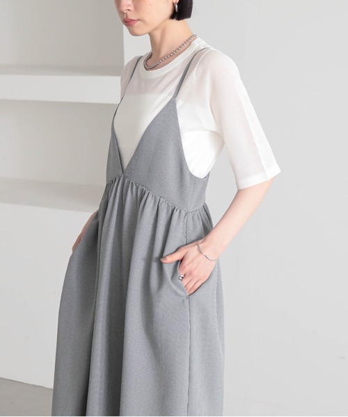 for/c(フォーシー)の「チドリキャミワンピース【サスティナブル】(ワンピース・レディース・ブラック×カーキ/ブラック×ホワイト・L/M)」の7枚目の写真