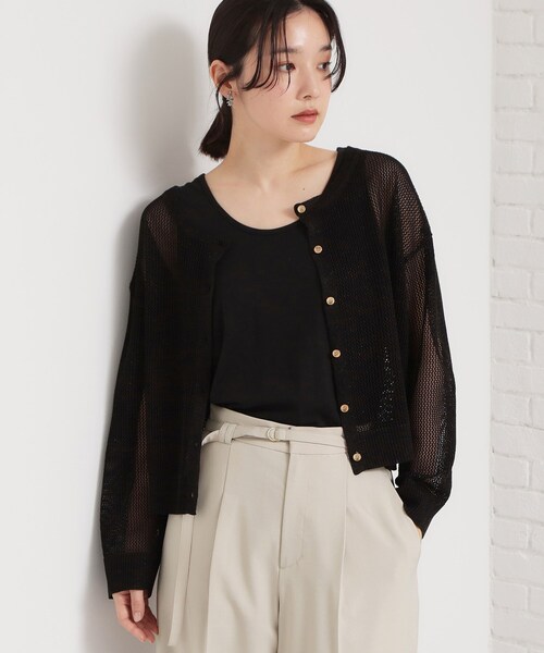 THE SHOP TK （ザ ショップ ティーケー ）の「【2点セット】前後2wayラメメッシュタンクセット（カーディガン/ボレロ・レディース・ブラック/ライトブルー/ライトベージュ・13/12）」の2枚目の写真