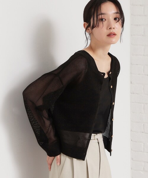 THE SHOP TK （ザ ショップ ティーケー ）の「【2点セット】前後2wayラメメッシュタンクセット（カーディガン/ボレロ・レディース・ブラック/ライトブルー/ライトベージュ・13/12）」の7枚目の写真