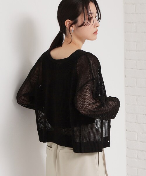 THE SHOP TK （ザ ショップ ティーケー ）の「【2点セット】前後2wayラメメッシュタンクセット（カーディガン/ボレロ・レディース・ブラック/ライトブルー/ライトベージュ・13/12）」の8枚目の写真